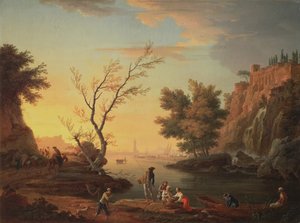 日没時の海港、1751